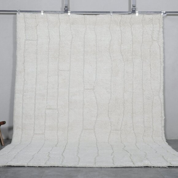 Hand-Knotted Authentic Berber Wool Rug - 6.6x6.6ft - Picture 1 of 6